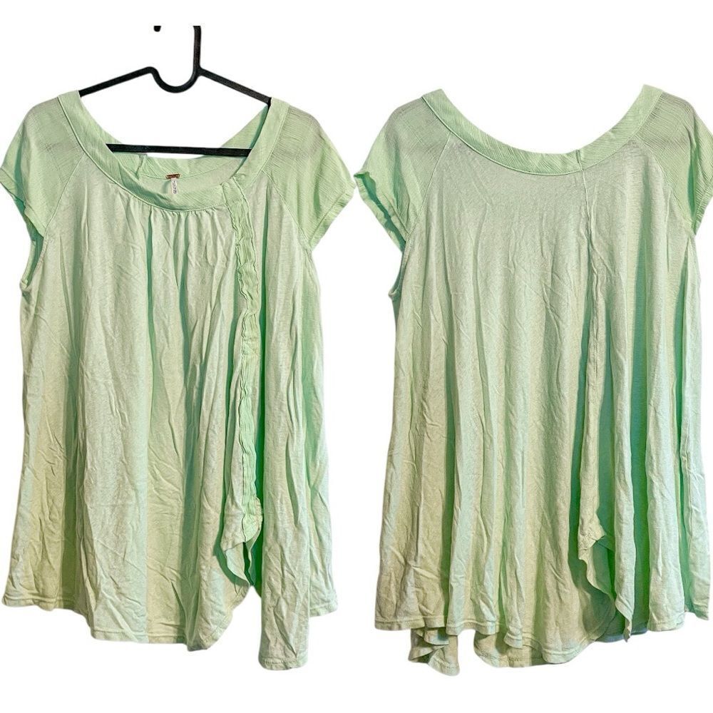Free People Jewel Neck Tee Shirt Green S - Picture 2 of 4